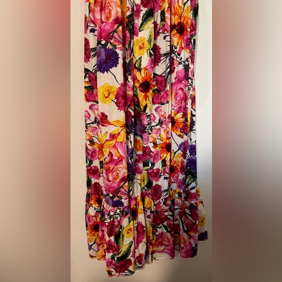 Buddy Love Pink and Orange Ruched Puff Sleeve Sundress - Picture 3 of 7